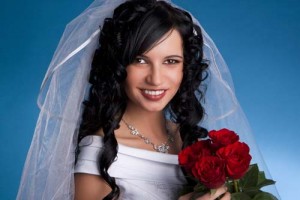 bride with Red Roses